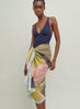 The Paradise Pareo, pink and yellow multicolour printed cotton and silk-blend pareo - model 2