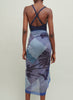 The Paradise Pareo, dark blue printed cotton and silk-blend pareo - model 3