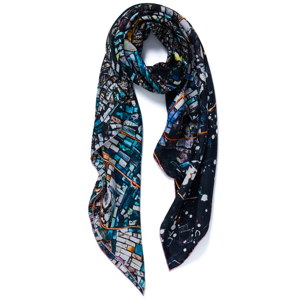 JANE CARR X JACK WHITTEN FOR HAUSER & WIRTH BLACK MONOLITH XI SQUARE - Printed silk twill scarf