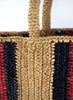 AIRO TOTE - Medium striped raffia tote in natural, navy and coral - detail 3