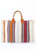 THE CABANA BAG - Terracotta Striped Cotton and Jute Tote - back