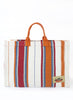 THE CABANA BAG - Terracotta Striped Cotton and Jute Tote - front