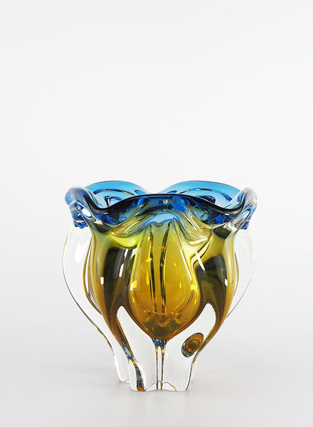 Bohemia Glass Vase - Blue and Bronze - Front