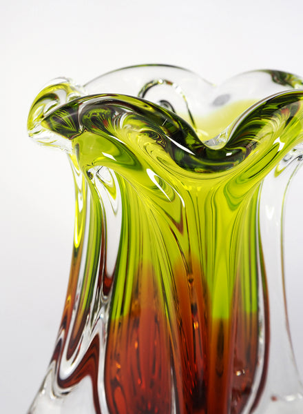 Bohemia Tulip Glass Vase - Lime and Raisin - Detail 1