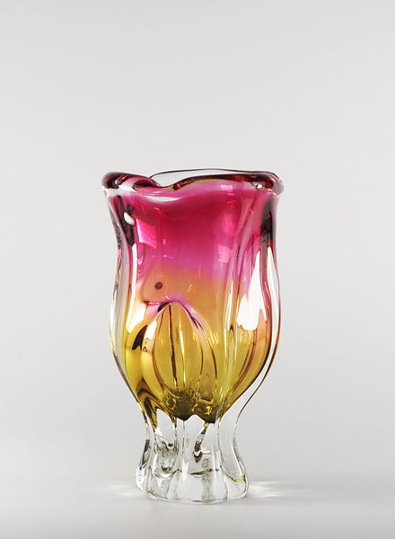 Bohemia Tulip Glass Vase - Pink and Orange - front