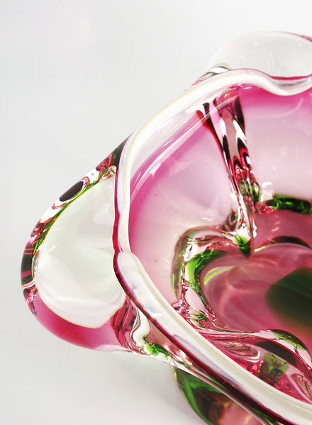 Bohemia Glass Vase - Pink, White and Green - Detail 1