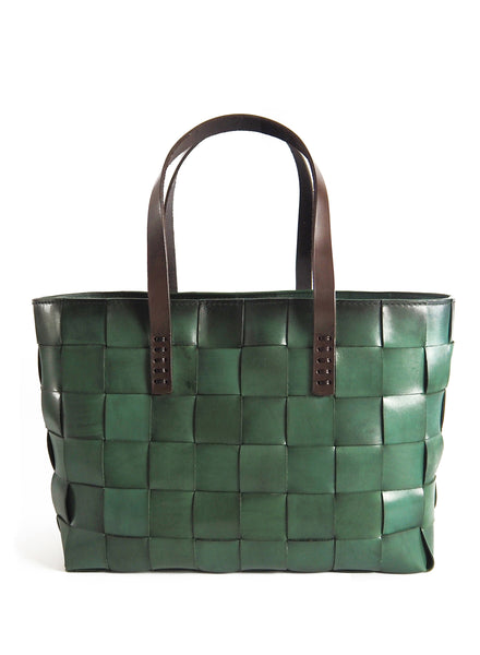 DRAGON DIFFUSION - Forest Green Leather Japan Tote - Front 