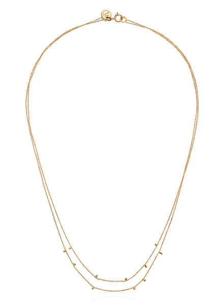 Gold Dust Double Strand Necklace - flat