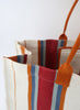 THE BEACH BAG - Terracotta Striped Oversized Cotton and Jute Tote - detail 1