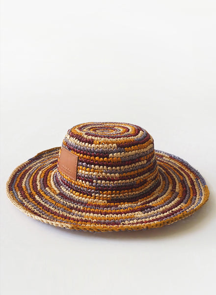 ISABEL MARANT Tulum Striped Raffia-Woven Hat - front