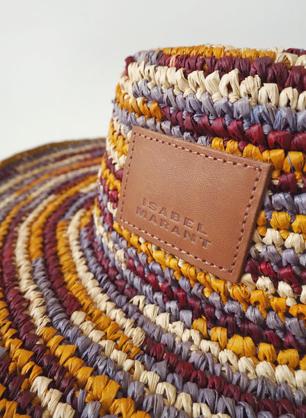 ISABEL MARANT Tulum Striped Raffia-Woven Hat - detail