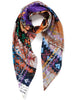 THE FAIRISLE SQUARE - Bright multicolour printed silk twill scarf - tied