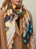 THE FAIRISLE SQUARE - Neutral multicolour printed silk twill scarf - model
