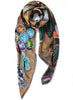 THE COLETTE SQUARE - Multicolour taupe printed silk twill scarf - tied