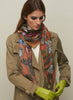 THE COLETTE SQUARE - Multicolour orange printed modal and cashmere scarf - model
