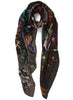 THE COLETTE SQUARE - Multicolour dark printed modal and cashmere scarf - tied