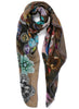 THE COLETTE SQUARE - Multicolour taupe printed modal and cashmere scarf - tied