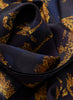 THE OISEAUX SQUARE - Purple and gold printed silk twill scarf - detail