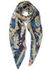 THE OISEAUX SQUARE - Pink and pale gold printed silk twill scarf - tied