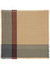 THE HOUNDSTOOTH SQUARE - Multicolour beige checked lambswool cashmere scarf with Lurex detail - flat