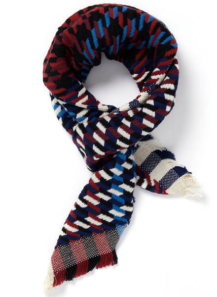 THE PUPPY TOOTH SQUARE - Tricolore cotton and Lurex checked neckerchief - tied