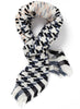 THE PUPPY TOOTH SQUARE - Monochrome cotton and Lurex checked neckerchief - tied