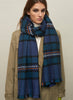 THE PLAID WRAP - Multicolour blue wool and cashmere scarf - model