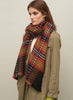 THE PLAID WRAP - Multicolour red and orange wool and cashmere scarf - model