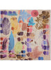 THE SKETCH SQUARE - Pastel multicoloured washed printed silk scarf - flat