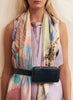 THE SKETCH SQUARE - Pastel multicoloured washed printed silk scarf - model