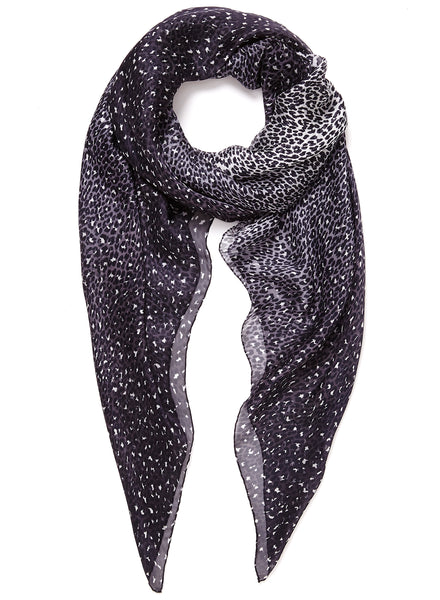 THE LEOPARD SQUARE - Monochrome printed silk voile scarf - tied