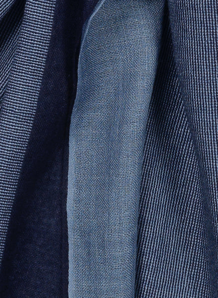 THE DOUBLE - Blue dual weave pure cashmere woven scarf - detail