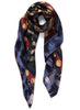 THE HIGHLANDER SQUARE - Dark blue multicolour printed silk twill scarf - tied