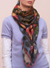 THE HIGHLANDER SQUARE - Dark blue printed modal cashmere scarf - model
