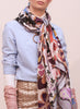 THE HEDGEROW SQUARE - Grey multicolour printed silk twill scarf - model