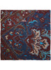 THE CARPET SQUARE - Blue and burgundy printed modal cashmere scarf - flat