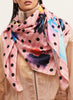 THE BECKETT SQUARE - Pink multicolour printed silk twill scarf - model