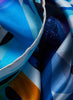 THE HAZARD SQUARE - Blue multicolour printed silk twill scarf - detail