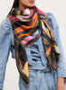 THE HAZARD SQUARE - Khaki multicolour printed silk twill scarf - model