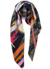THE HAZARD SQUARE - Khaki multicolour printed silk twill scarf - tied