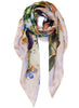 THE PIPPIN SQUARE - Pink multicolour printed silk twill scarf - tied