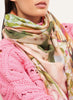 THE PIPPIN SQUARE - Pink multicolour printed modal cashmere scarf - model