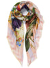 THE PIPPIN SQUARE - Pink multicolour printed modal cashmere scarf - tied