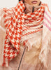 THE HOUNDSTOOTH SQUARE - Red multicolour cotton scarf with Lurex - model