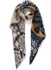 THE SAFARI SQUARE - Neutral printed washed silk scarf - tied