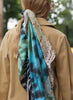 THE SAFARI SQUARE - Multicoloured printed washed silk scarf - model