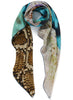 THE SAFARI SQUARE - Multicoloured printed washed silk scarf - tied
