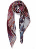 THE FREDDIE SQUARE - Burgundy multicoloured printed silk twill scarf - tied