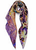 THE FREDDIE SQUARE - Purple multicoloured printed silk twill scarf - tied