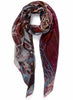 THE FREDDIE SQUARE - Burgundy multicoloured printed modal and cashmere-blend scarf - tied